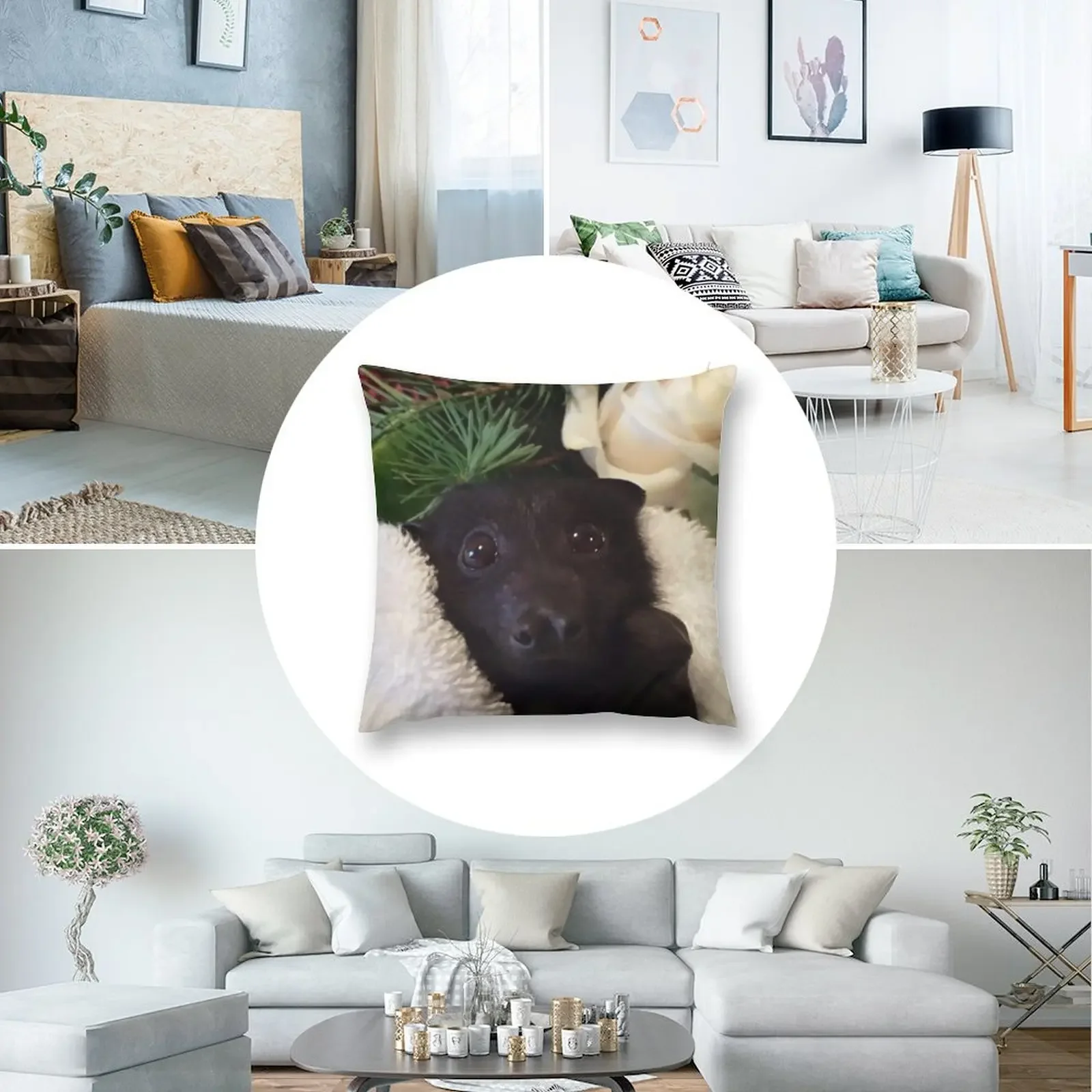 Летучая мышь Baby Larry Black Flying Fox. Декоративные рождественские чехлы для подушек