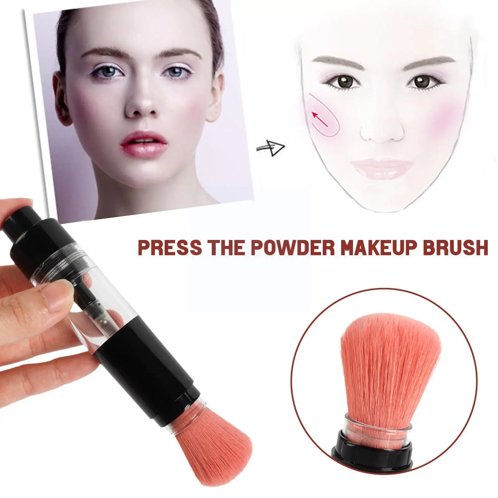 

Refillable Powder Brush Makeup Artificial Fiber Cosmetic Dispenser Tool Dense Foundation Soft Brushes Powder Bristle Blush O9U8