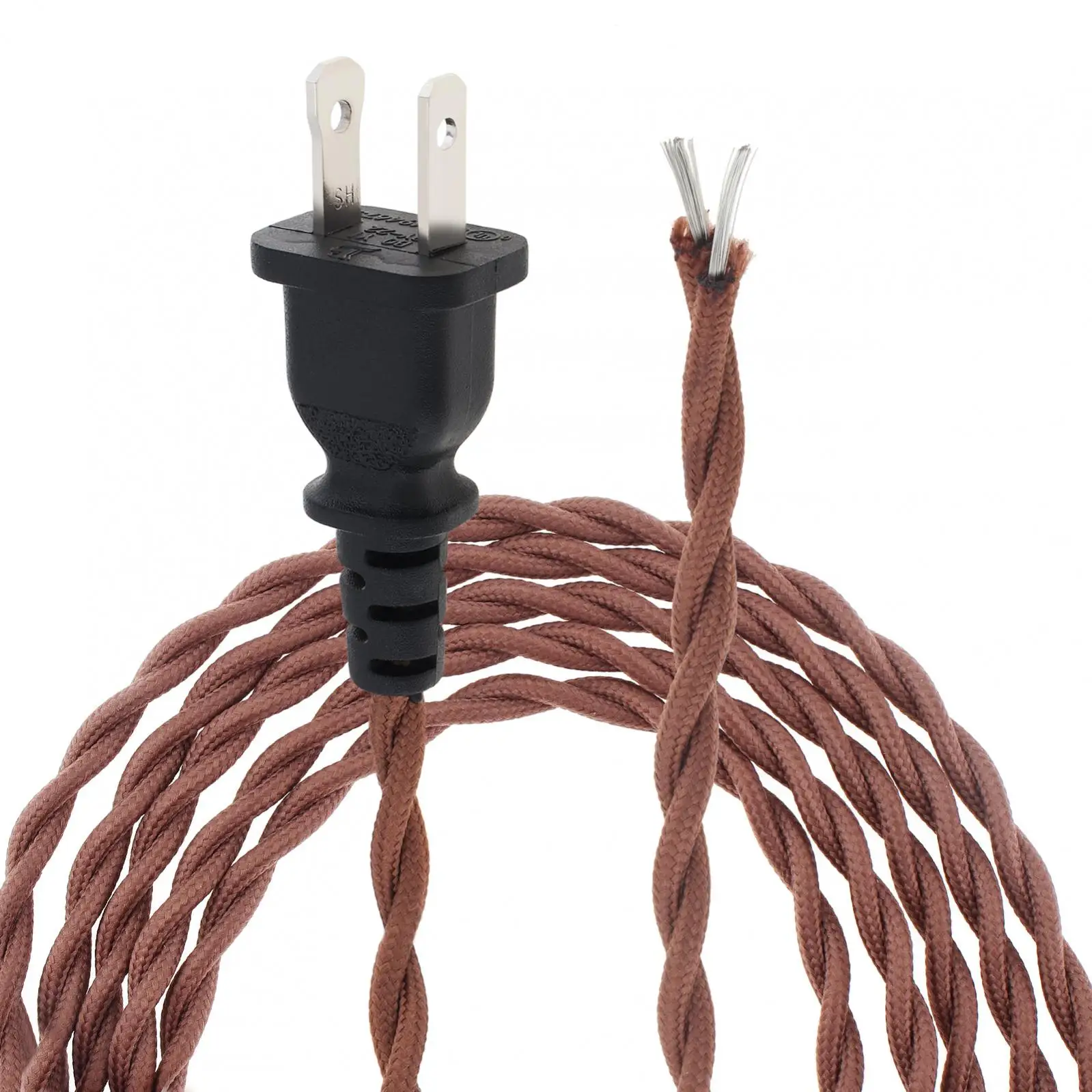 

2.5M/8FT Twisted Cloth Covered Lamp Cord 18-Gauge Replacement Extension Industrial Electrical Cord for DIY Projects / Retro Lamp