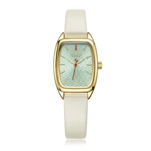 Женские женские часы, японские кварцевые часы, модные волнистые часы с кожаным браслетом, современный классический подарок на день рождения для девочек, в коробке с надписью Julius