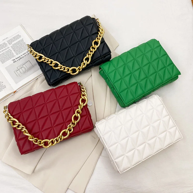 

Luxury Quilted soft leather bag Women's brand Designer Handbag Embossed Flap Chain Underarm Bag Za Clutch Female Shoulder Bag