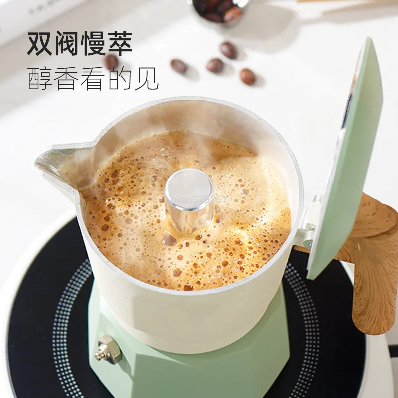 Фото Кофеварка-перколятор Moka Pot с клапаном, 3 бар, для эспрессо на плите, алюминиевая, для кемпинга и дома №3