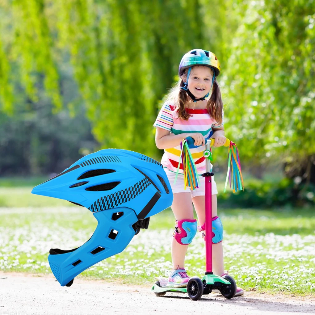 

Шлем на все лицо для подбородка, велосипедные шлемы, дышащая защита для головы с отверстиями, Детский скейтборд, роликовые принадлежности для верховой езды, товары для улицы