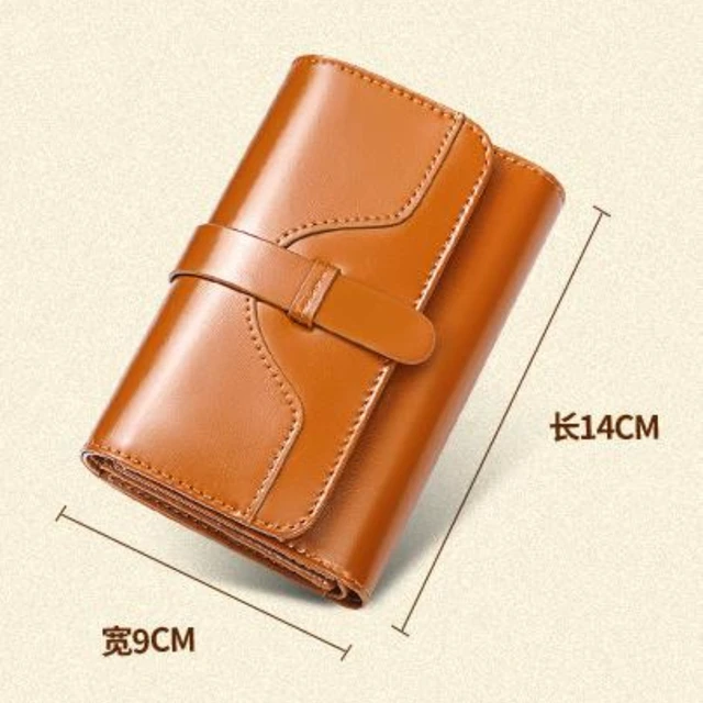 Retro Oil Wax Cowhide Wallet / Genuine Leather Wallets For Women 2