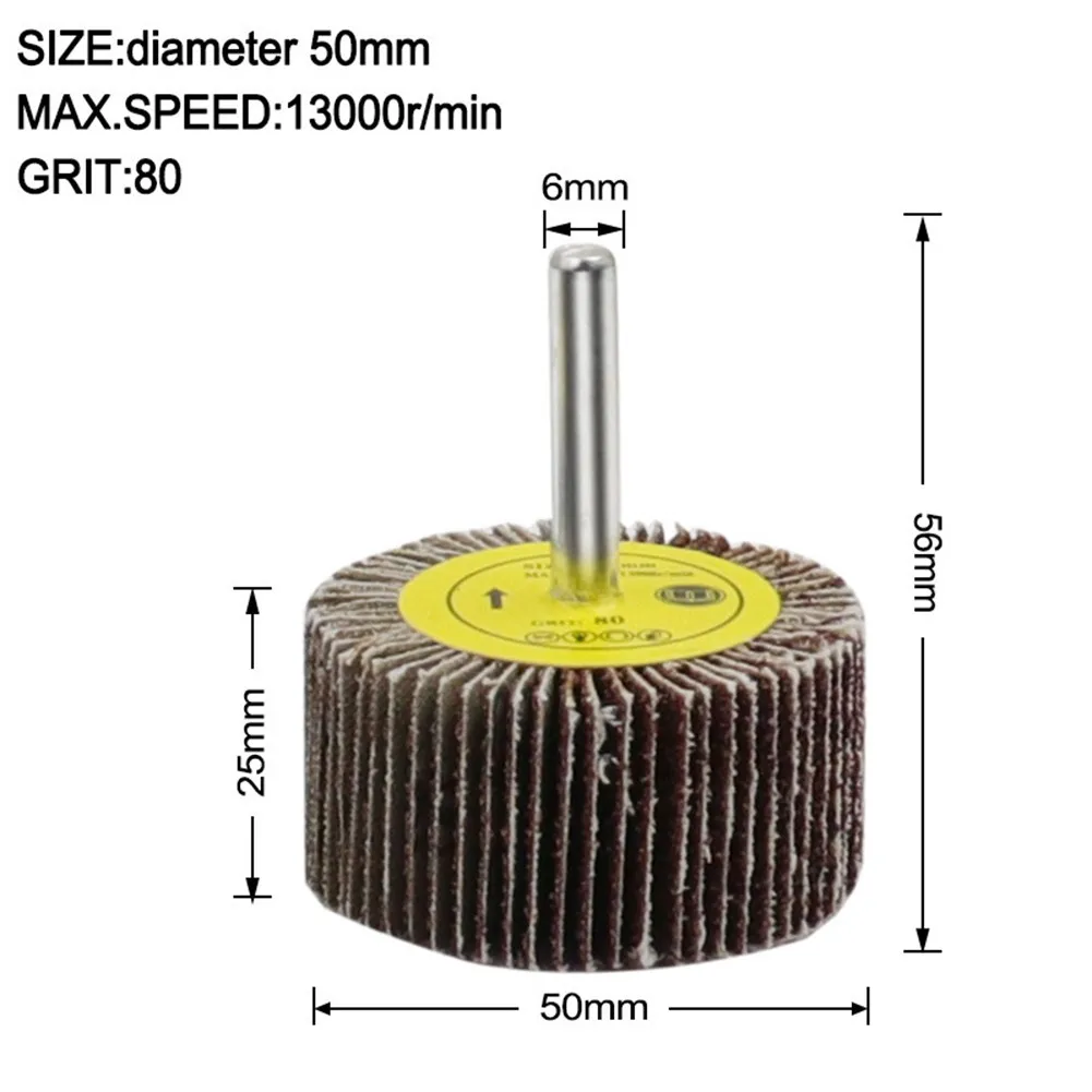 

1x Grinding Wheel 16-80mm 6mm Shank 80 Grit Sanding Flap Wheel Disc Abrasive Grinding Stone Polishing Machine Metal Grinder
