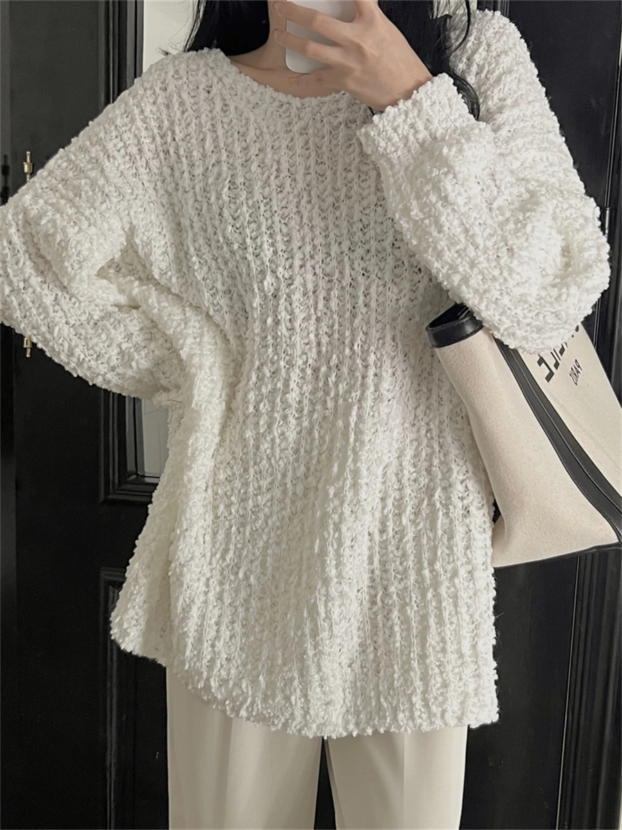 

Gentle Solid Sweaters Women Oversize Lazy Style Autumn Knitted Loose Clothes Spring Chic Pullovers Casual Office Lady Tops