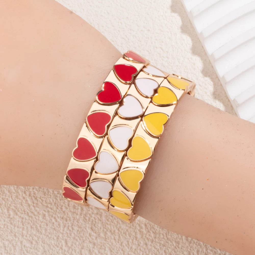 2024 браслет в форме сердца для женщин персиковые эластичные браслеты из бисера
