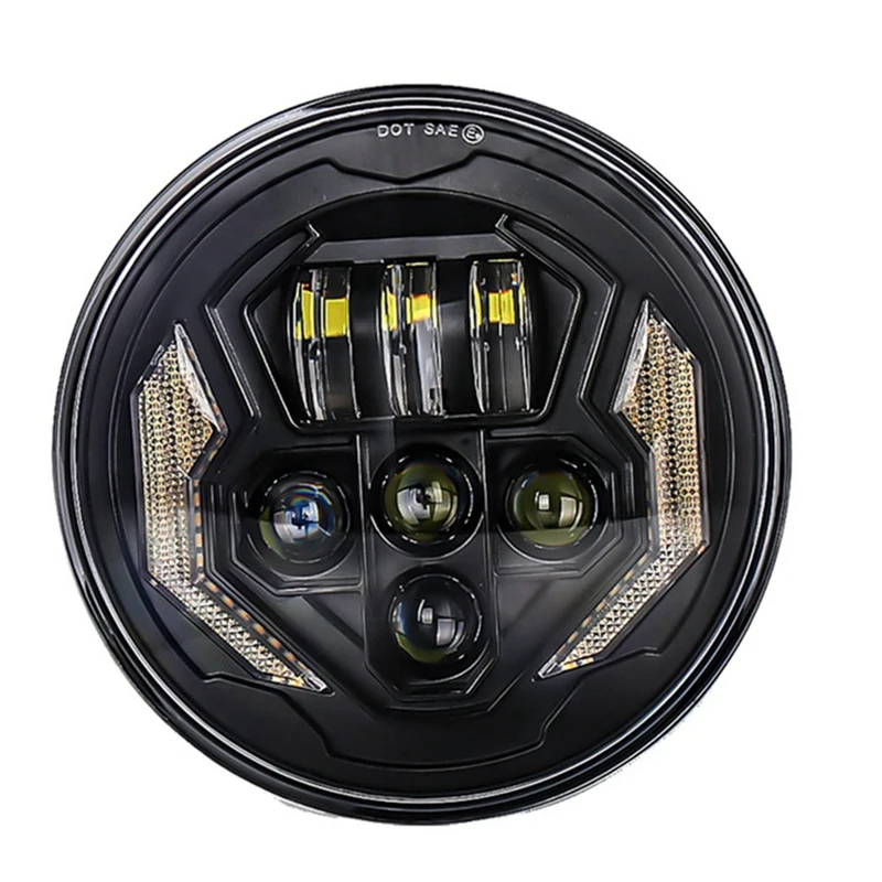 

Motorcycle 7 Inch LED Headlight,Headlights With White DRL Amber Turn Signal Hi/Lo Beam Round For Touring Softail