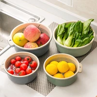 washing storage basket strainers kitchen double drain basket bowl bowls drainer vegetable cleaning colander tool dropshipping