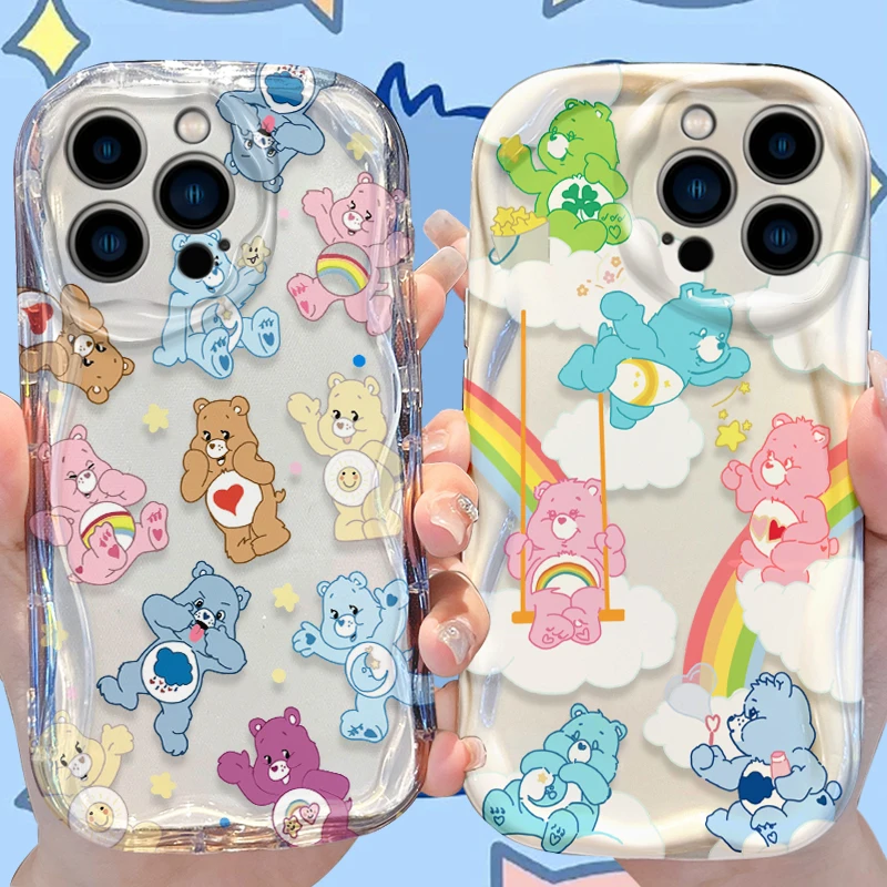 Фото Чехол Care Bears Wave для iPhone 16 E 15 Pro Max 14 13 12 Mini 11 Pro Max XS X 8 7 Plus Мягкие силиконовые противоударные чехлы Funda №1