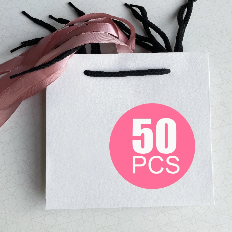 

50 PAN-Style Classic White Blue Snow Pink Tote Paper Bag For Mother's Valentine's Day Birthday Girl Gift Box Organizer Packaging