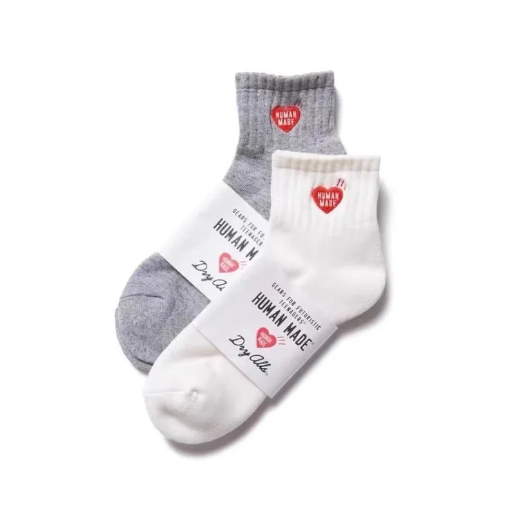

Chao brand Human Made love embroidery low top men's and women's socks net red little red heart towel bottom sports socks