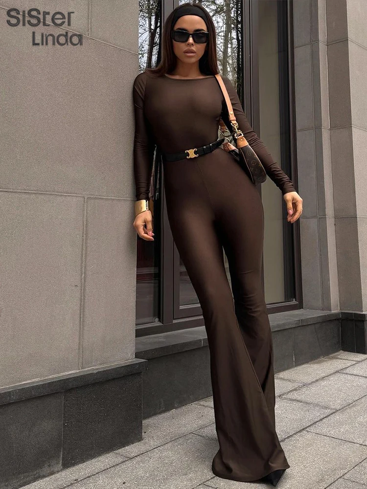 Sisterlinda осенние сексуальные уличные комбинезоны длиной до щиколотки K24Q57206