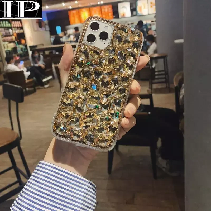Чехол цвета шампанского со стразами для Iphone 14 12 13 11 15 Pro Max Xs Xr 6 7 8 SE 2020 чехол Bling Diamond
