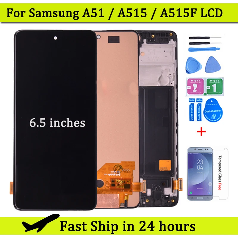 

ЖК-дисплей 6,5 дюйма для Samsung Galaxy A51, ЖК-дисплей A515 A515F A515F/DS A515FD, сенсорный экран с рамкой и дигитайзером в сборе