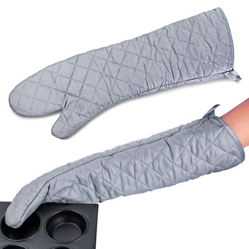 

58cm Non-Slip Microwave Oven Gloves Creative Long Mitt Kitchen Glove for BBQ Heat-Resistant Cotton Cooking Barbecue Baking Tools