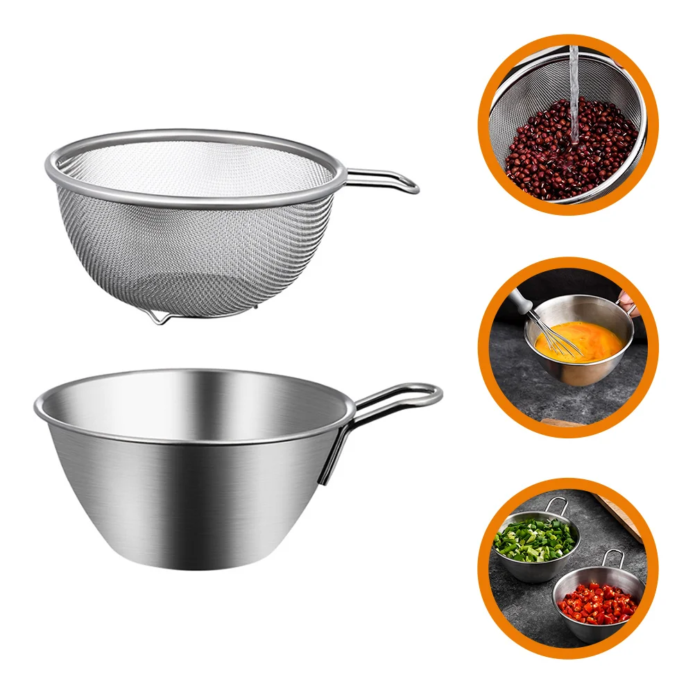 

1 Set Beating Egg Bowl Baking Egg Mixing Bowl Vegetable Washing Pot Colander Basket