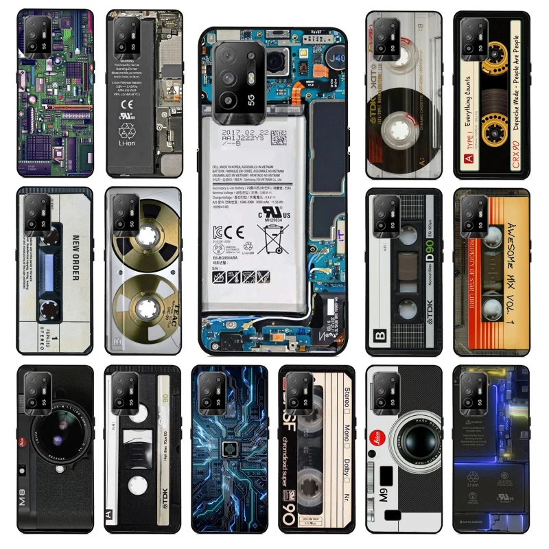 

Retro Vintage Camera Tape Battery Case for OPPO A54 A74 A94 A53S A9 A5 A15 A16 A91 A96 A76 Reno8 8Pro Reno2 Z