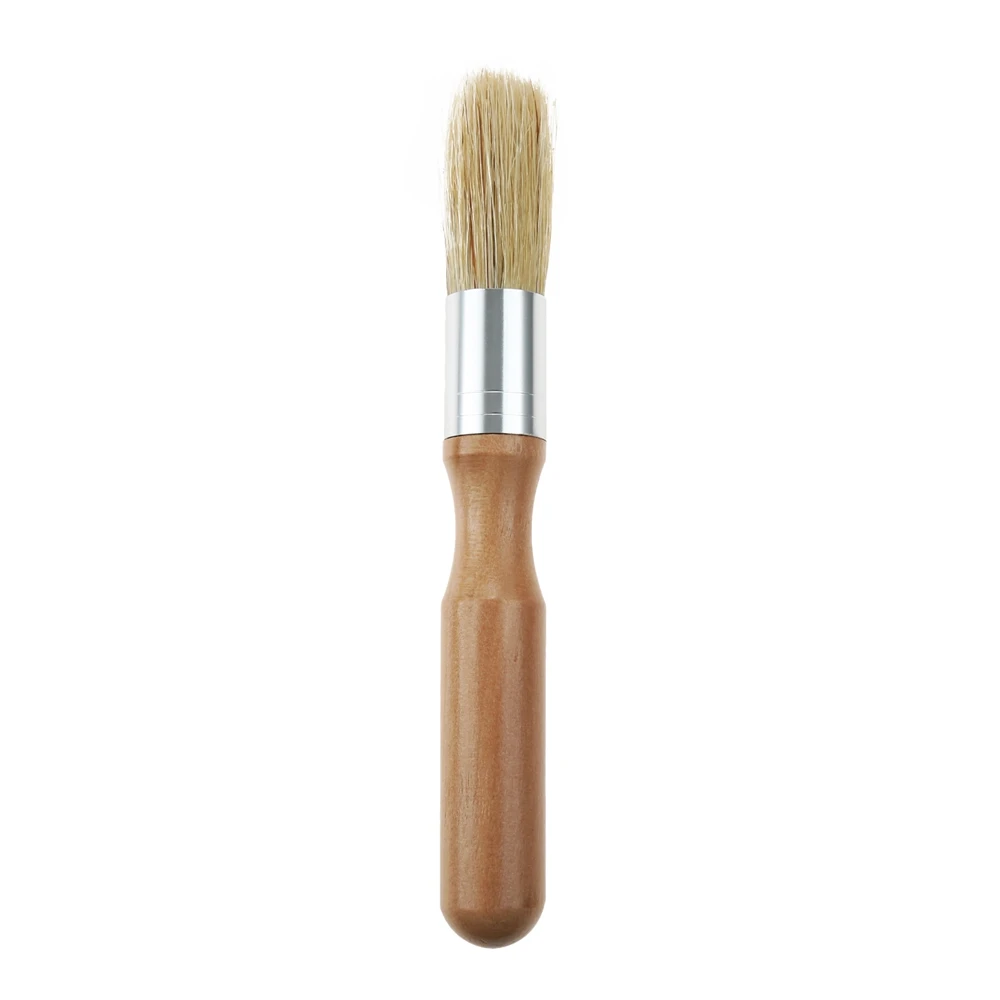 

1 Pc Pure Pig Bristles Brush Solid Wood Handle Multifunctional Small Brush for Painting