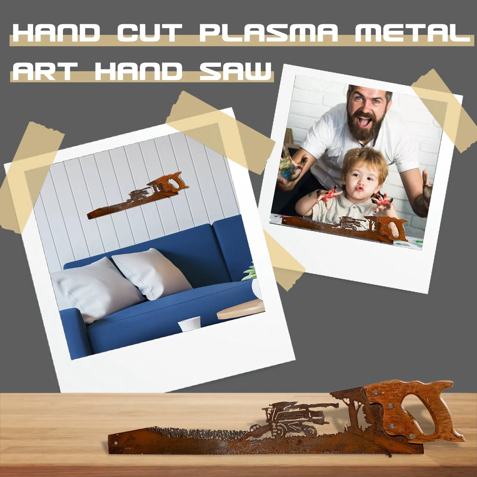 

Father's Day Unique Metal Art Saw Wall Decorate Pendants