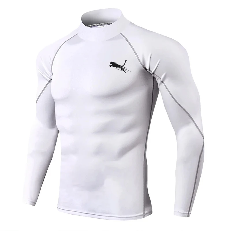 3-цветные мужские футболки с высоким воротом и длинными рукавами компрессионные