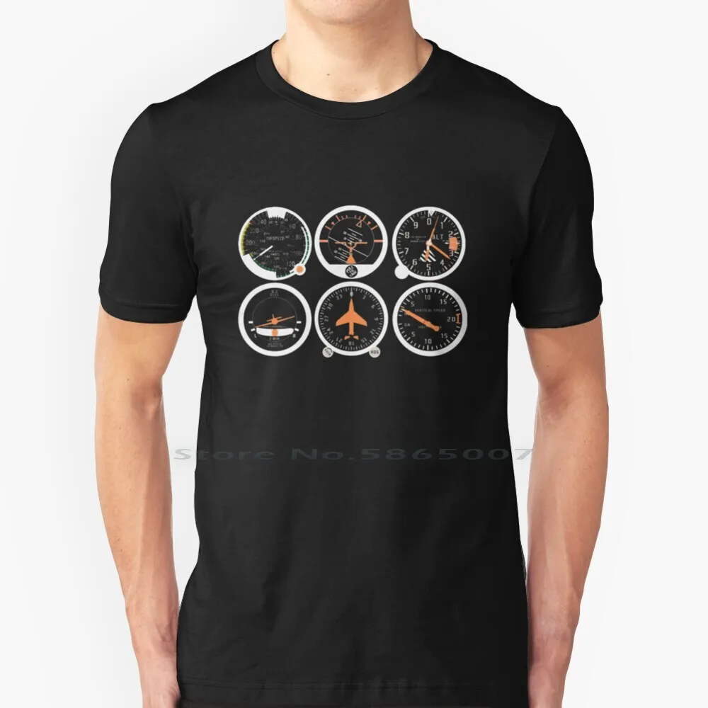 

Basic Six Flight Instruments T Shirt 100% Cotton Basic Six Flight Instruments Pilot Aviation Airplane Flying Avgeek Big Size