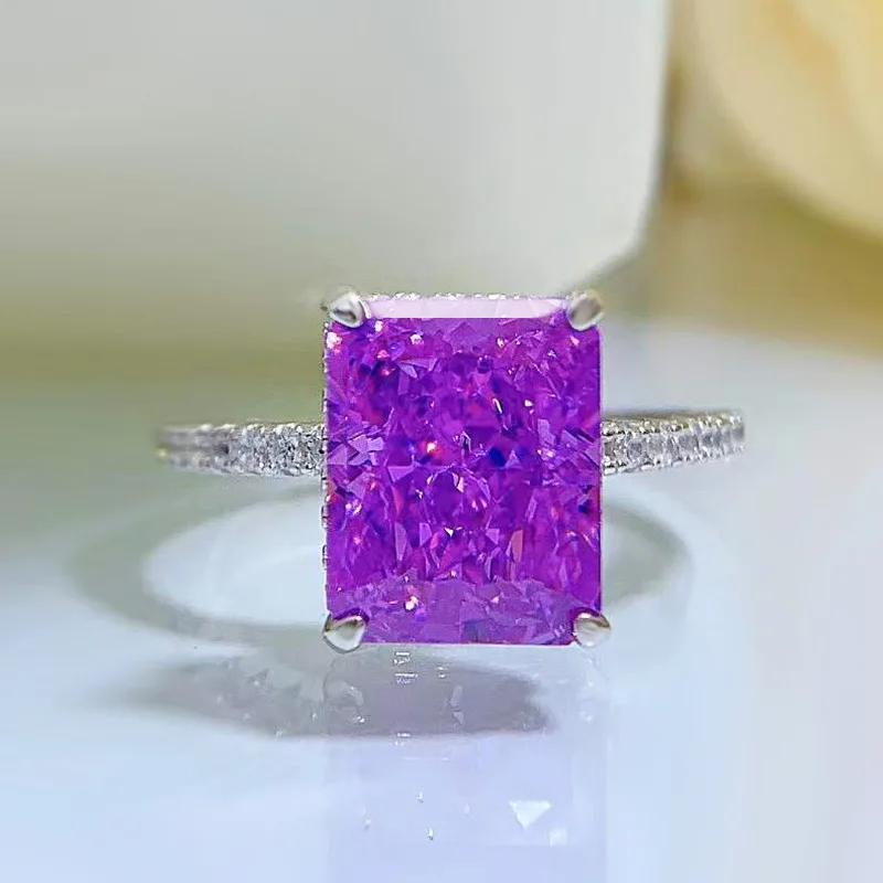 

SpringLady Vintage 925 Sterling Silver 8*10mm Amethyst Rings for Women Charms Gemstone Engagement Band Party Fine Jewelry Gift