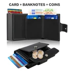 Мужской кожаный кошелек с Rfid-защитой, короткий бумажник для денег, кредитница, маленький черный клатч, двойной складной клатч