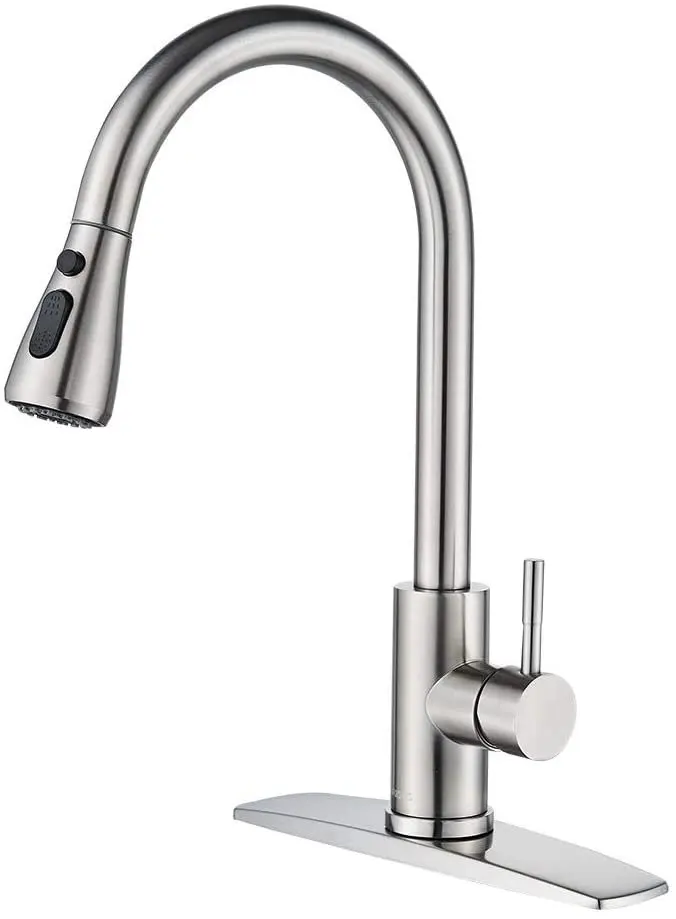 

Pull Down Kitchen Faucet with Sprayer Single Handle Sink Faucet Brushed Nickel, Sliver