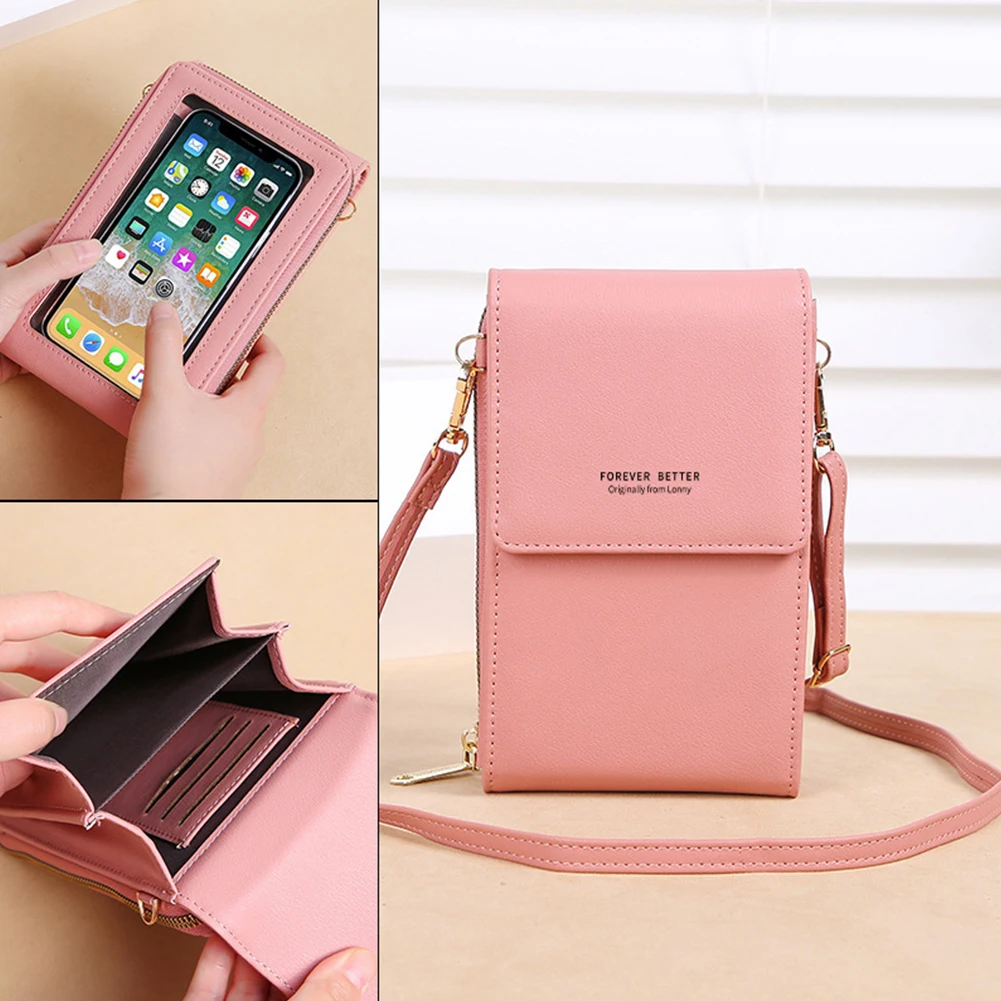 

2022 сумка для женщин, кошелек для сотового телефона с сенсорным экраном, кошелек для смартфона, сумки на плечо, сумка из искусственной кожи, п...