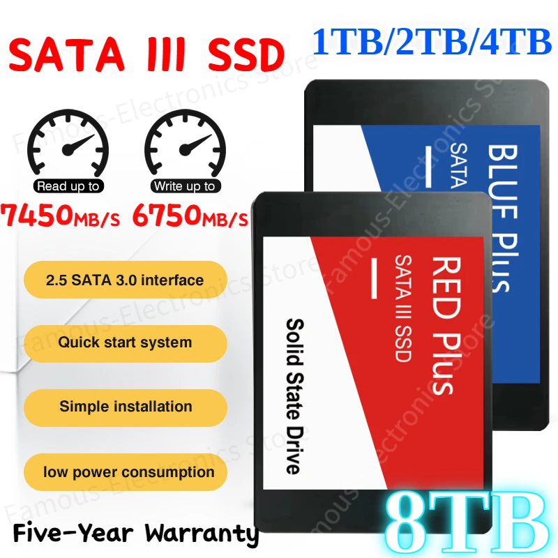 

Newest SATA3 SSD TB 2TB 4TB 8TB Hdd Hard Disk Disc 2.5 inch SATA III up to 7450MB/S SSDInternal Solid State Drive