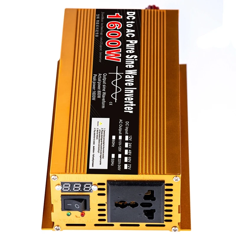 

Pure Sine Wave Inverter 24V To AC 220V 1600W Transformer Photovoltaic Solar Power Converter Car Home Outdoor Inverter