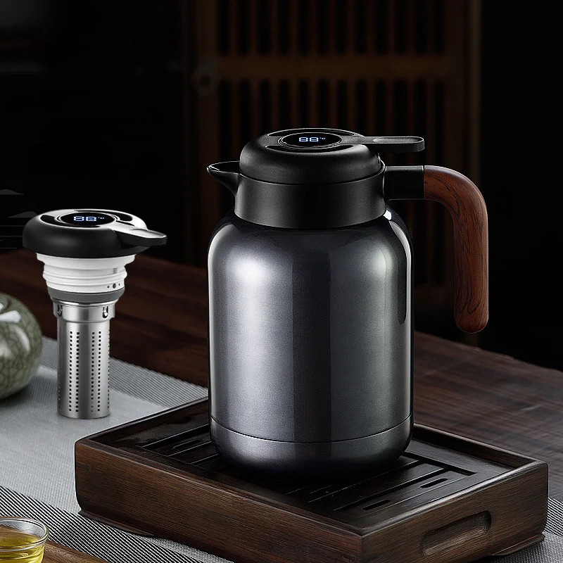 

High Quality 316 Stainless Steel Thermos Bottle Intelligent Temperature Display Water Jug with Tea Strainer Teapot Coffee Pot