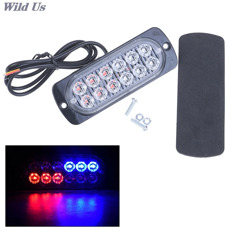 

Red/Blue 12 LED car strobe light emergency police warning lamp 18-flash model