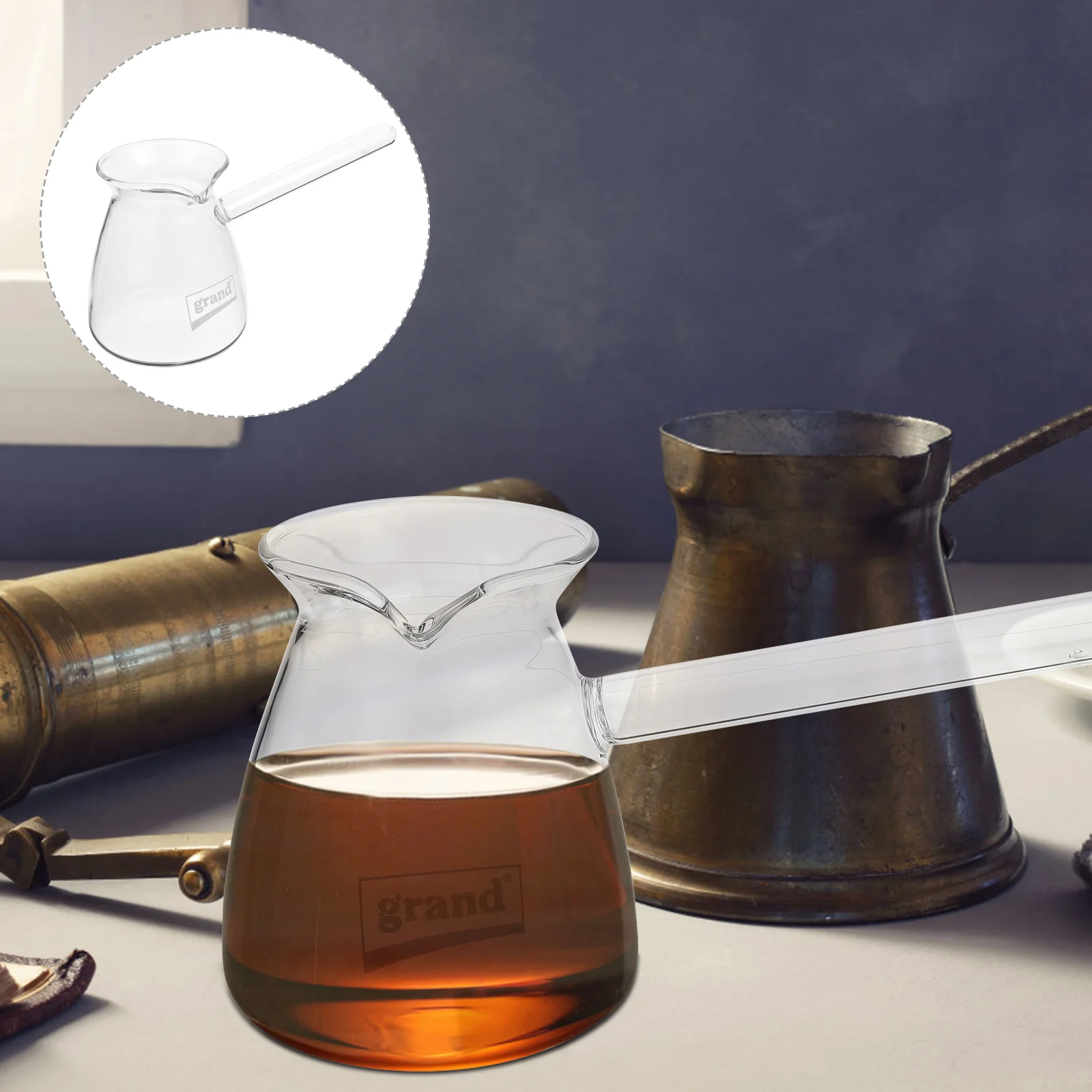 

Pot Glass Coffee Tea Pitcher Butter Teapot Cup Turkish Melting Saucepan Kettle Arabic Warmer Creamer Pan Jug Maker Pour Greek