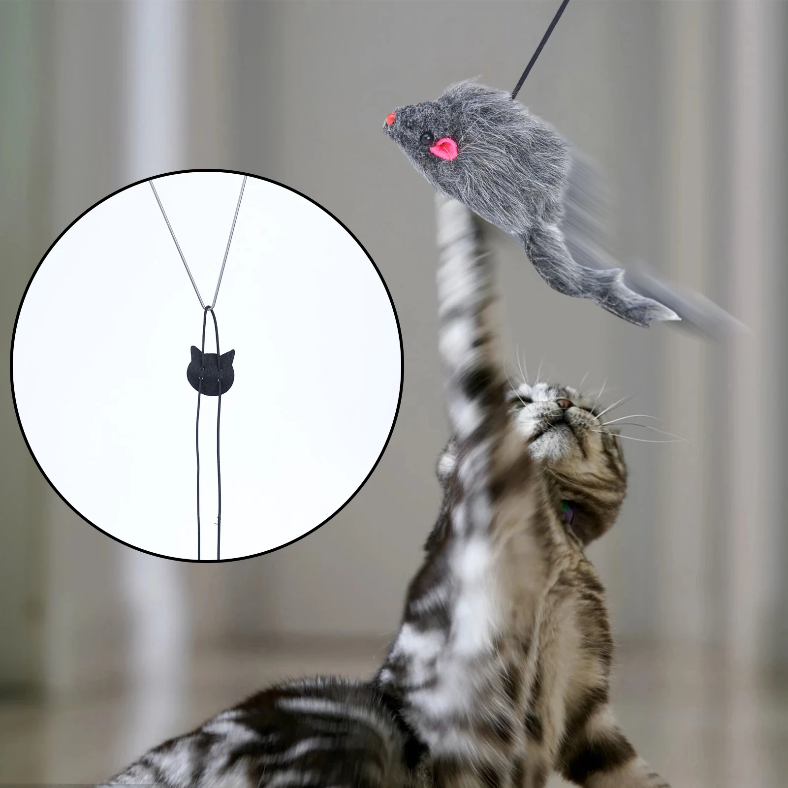 

Cat Toy Retractable Hanging Door Type Funny Stick Cat Scratching Rope Mouse Cat Toy Funny Cat Stick Pet Supplies Cat Accessories