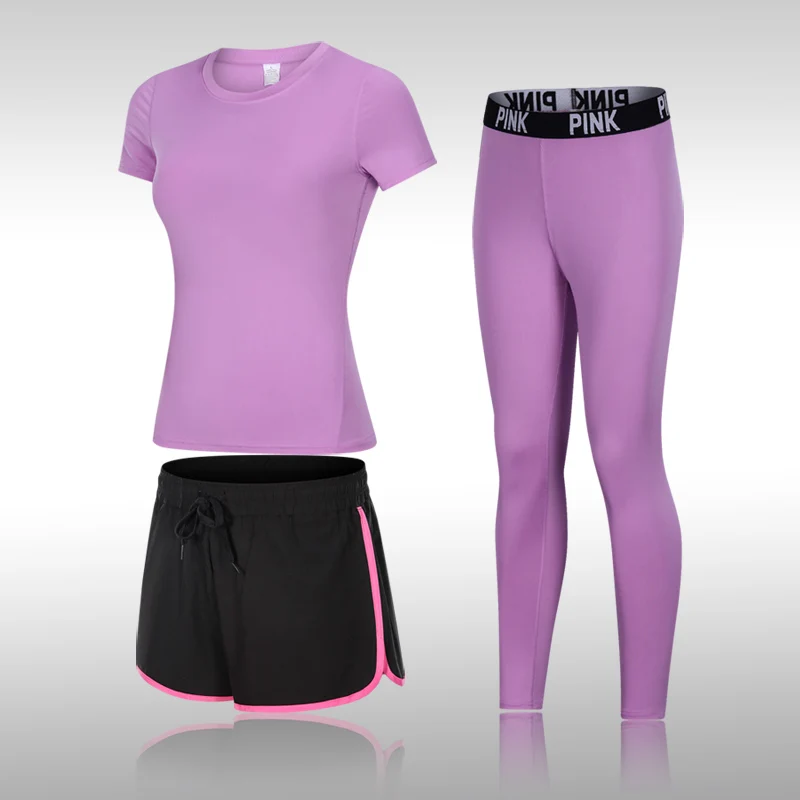 

3 Piece Set Women Workout Clothing Gym Yoga Set Fitness Sportswear Quick Dry Top Sports Leggings Active Wear Breathable Suit