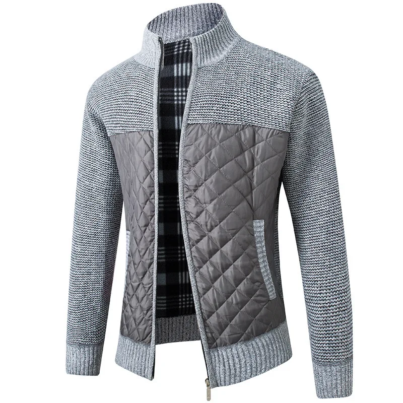 

High Quality Cardigan Sweater 2023 Autumn Winter Plush and Thickened Men's Sweater Large Knitted Plaid Coat Top Clothes TM1055