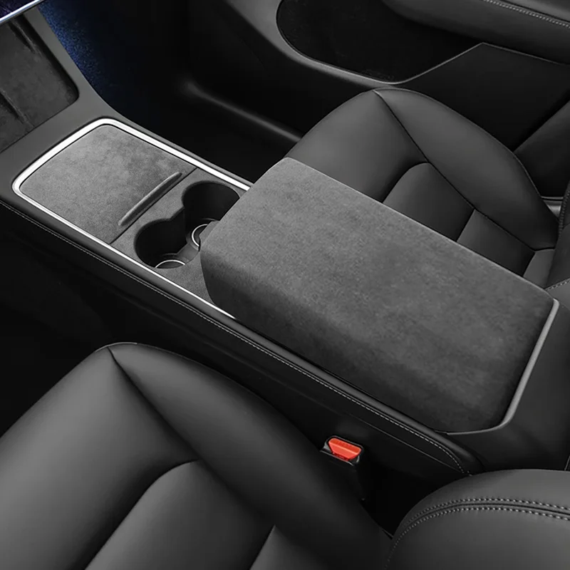 Купи For Tesla Model 3, Model Y 2018 2019 2020 2021 2022 Alcantara Central Cups Mat Armrest Cover Kit Sheath Shell Black, Red Colour за 3,093 рублей в магазине AliExpress