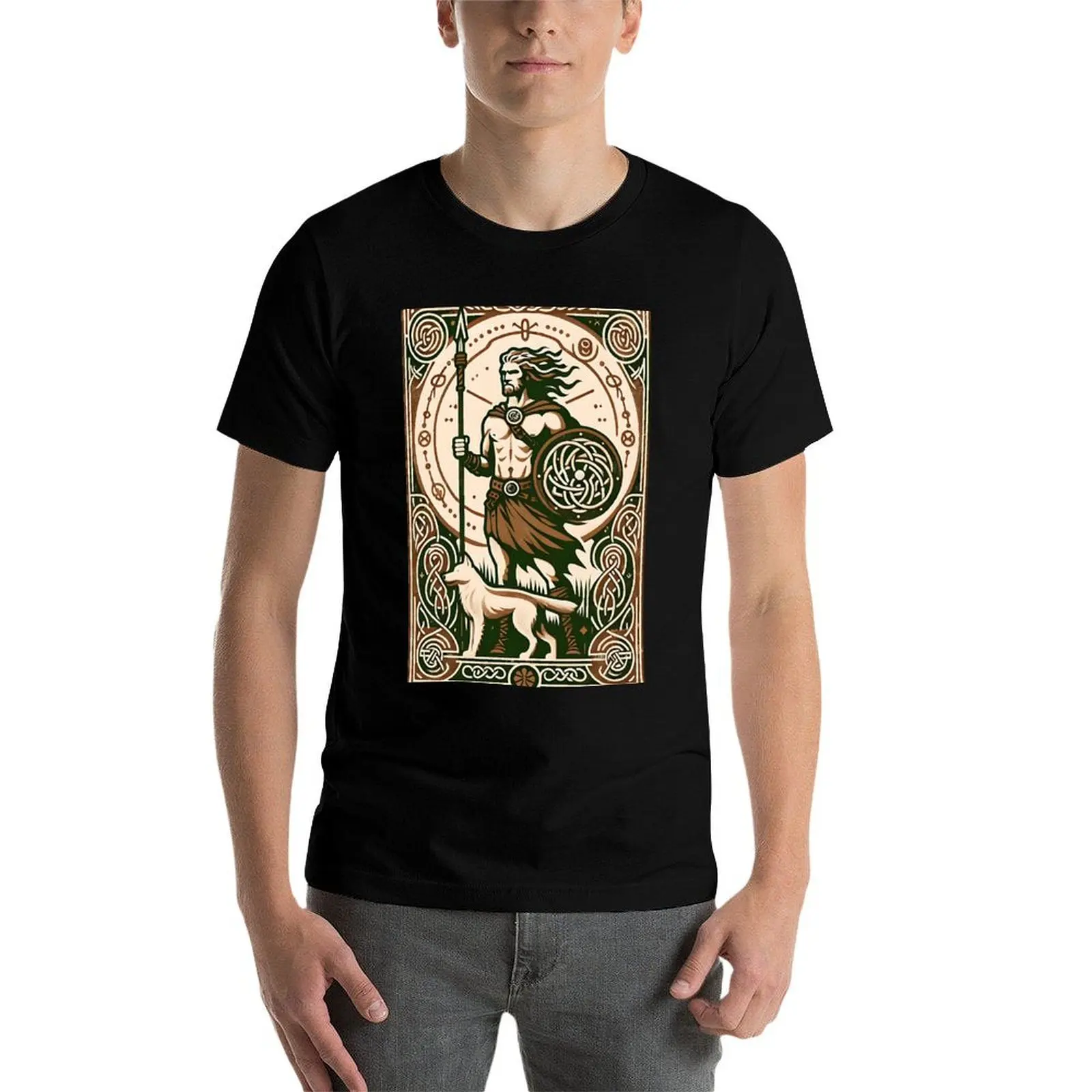 Фото рубашка Дизайнерская рубашка Chulainn - Стиль плаката t Cu? Футболка Revival man Celtic, 100% хлопок, мужской хлопок №3