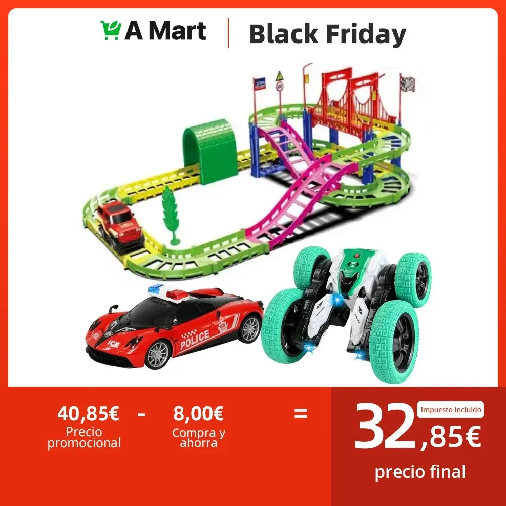 COCHE RADIO CONTROL 1:14 32.8X14.6X11.4CM+URBANO DE CARRIL CON COCHE 35X25CM+COCHE RADIO CONTROL 24X12.5X23CM CQ-523 3 Unidades