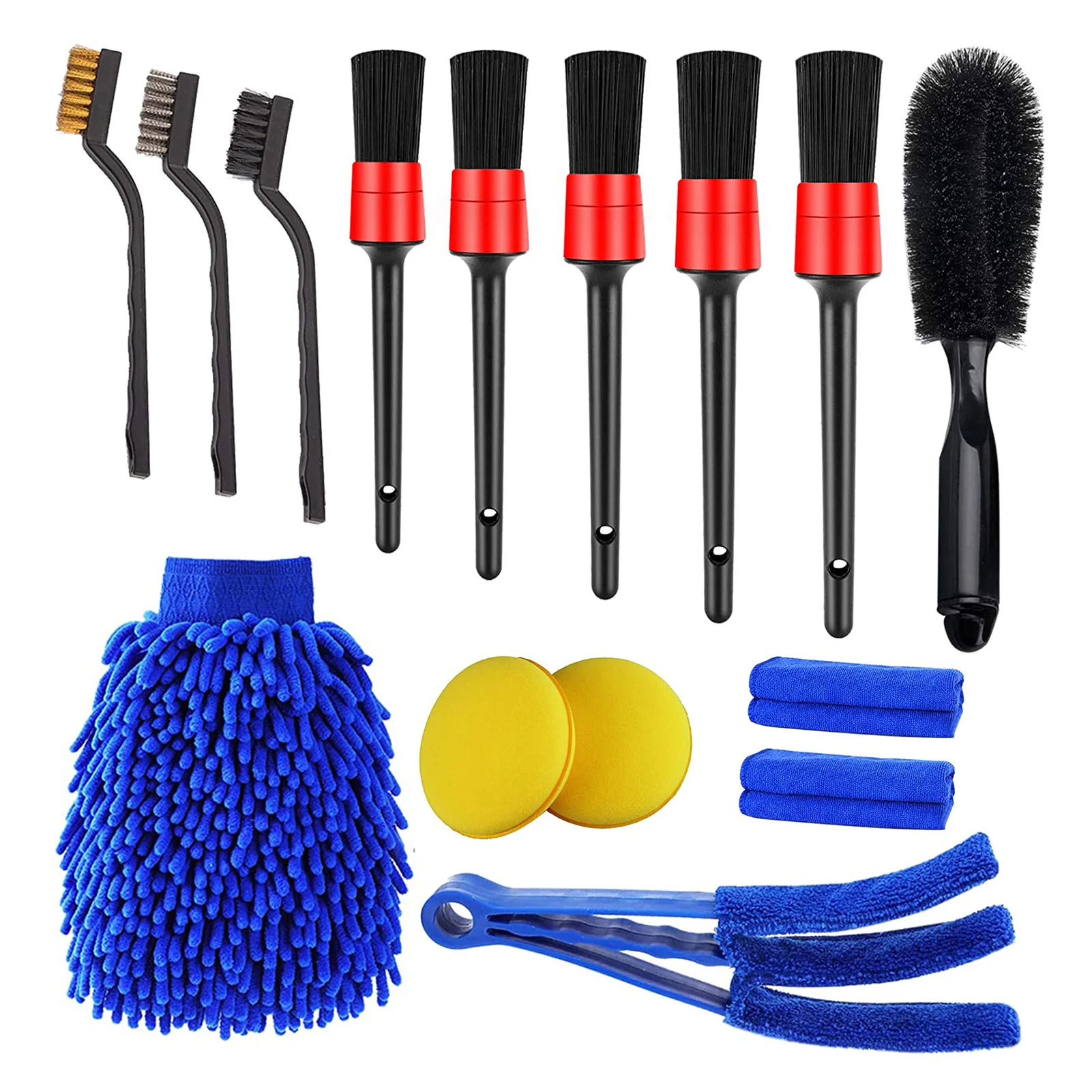 

15Pcs Detailing Brush Set Car Cleaning Brushes Wheel Brush Cleaning For Car Leather Air Vents Rim Cleaning Dirt Dust Clean Tools