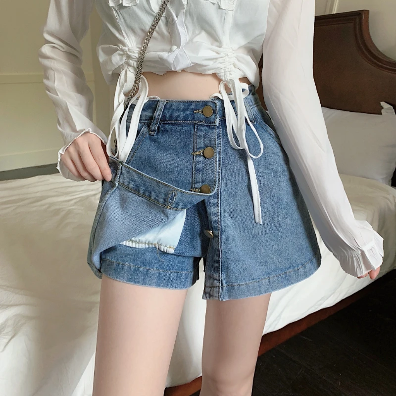 Jean Shorts Women Korean Fashion Women Clothing High Waisted Shorts Button Womens Shorts Skirt Sexy Girl Jeans 5XL Black Shorts