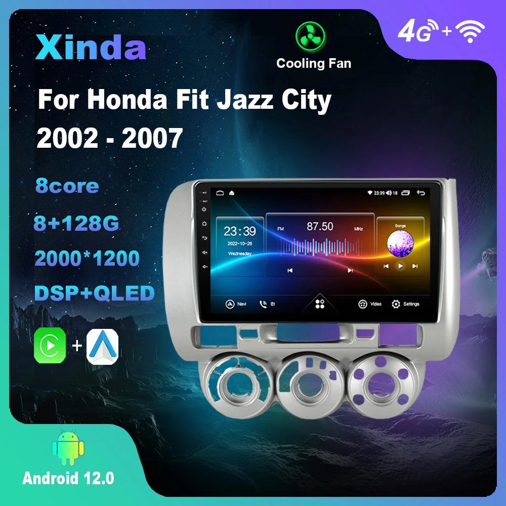 

Android 12.0 For Honda Fit Jazz City 2002-2007（RHD) Multimedia Player Auto Radio GPS Carplay 4G WiFi DSP Bluetooth