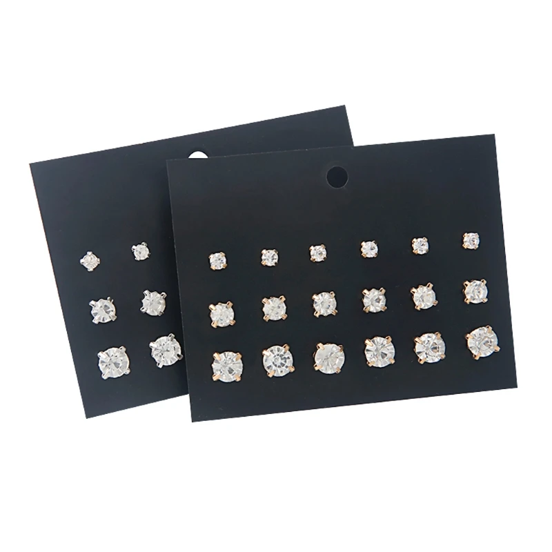 

9 Pairs Classic Round Cut Cubic Zirconia Stud Earrings Set for Women Jewelry Ins