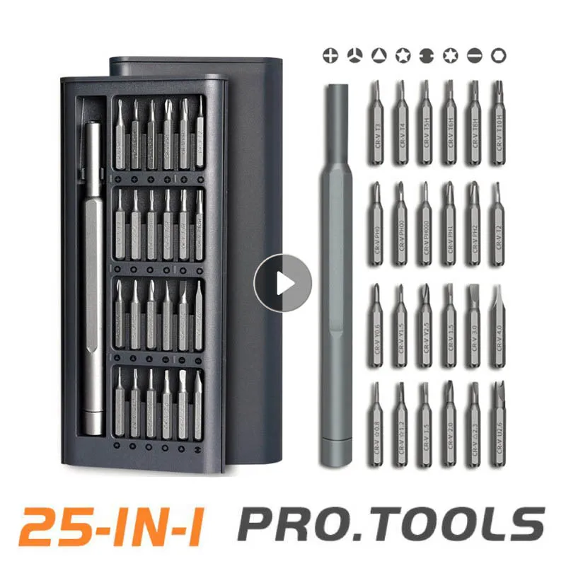 

25 в 1 Набор прецизионных отверток магнитные крестообразные звездообразные шестигранные биты набор самодельных отверток разборные для часо...