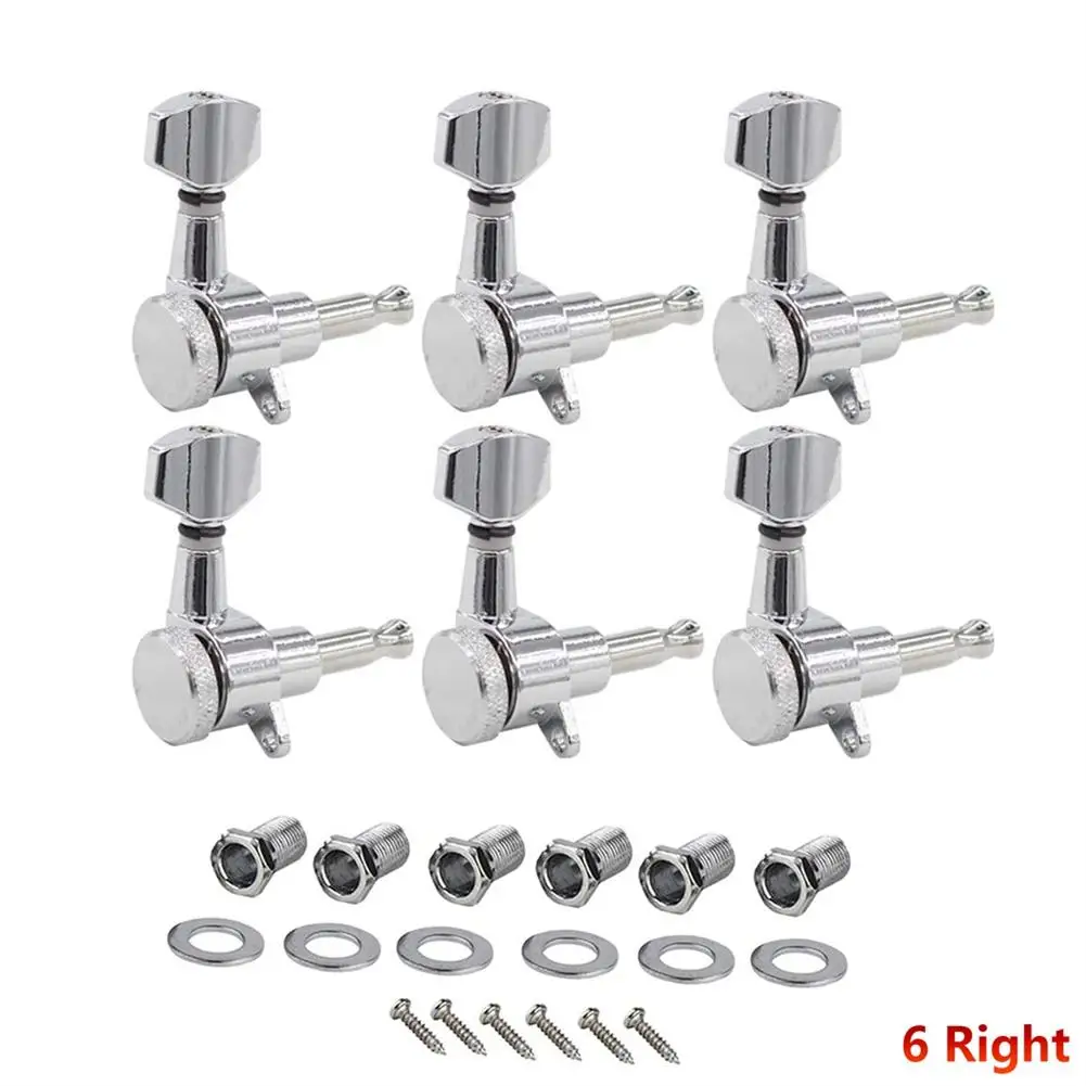 

Metal Alloy 1:18 Electric Guitar Tuner With Lock String Function Rear String Lock Enclosed Guitar Tuning Pegs Keys flat Covers