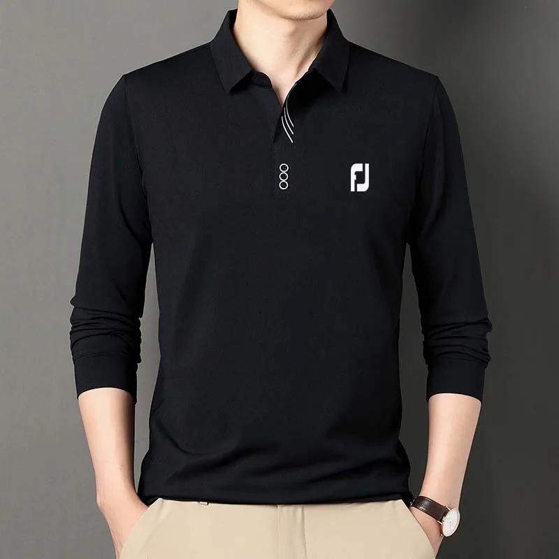 Golf clothing men's spring and autumn long sleeved knitted bottom shirt Golf men's casual fashion solid color polo shirt