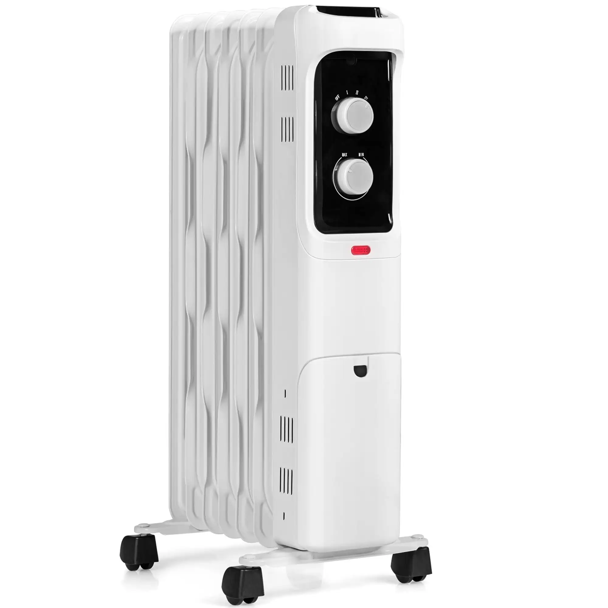 1500W Oil Filled Radiator Heater Space Heater w/ 3 Heat Settings White