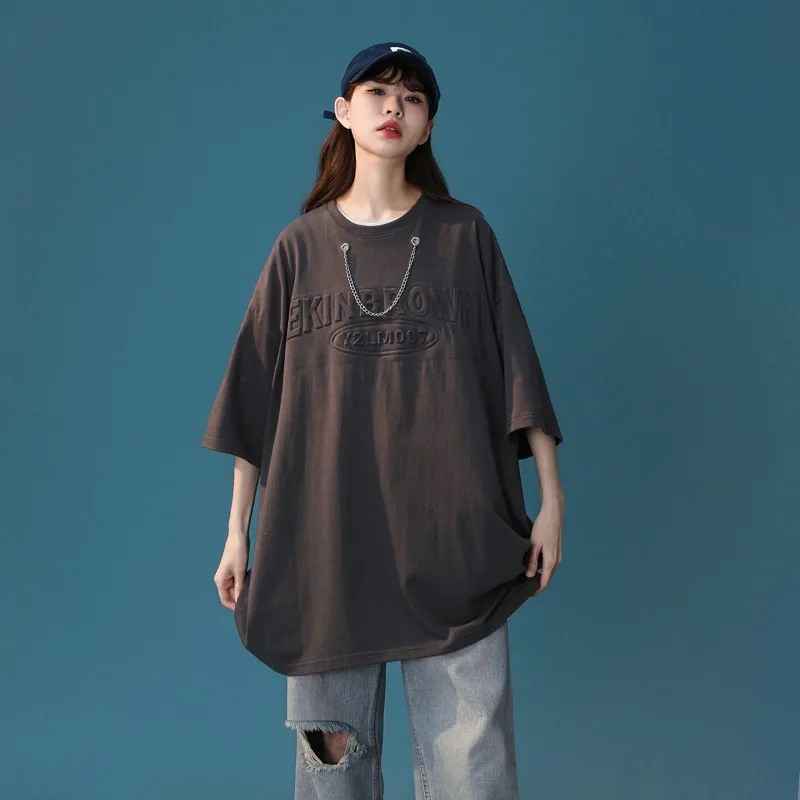 2024 нейтральная желтая ветрозащитная фотография Тяжелая буква стальная Футболка